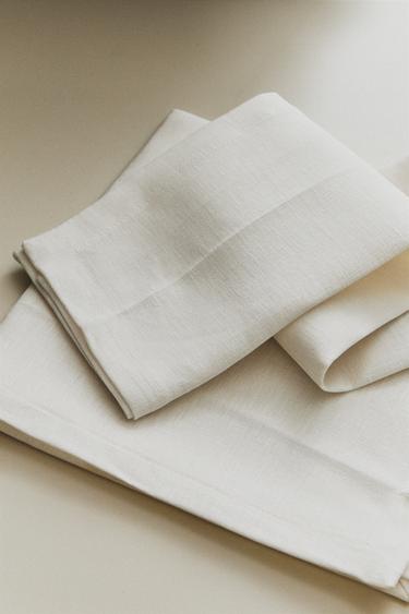 Zaras FLERPACK ENFÄRGADE LINNESERVETTER - Vit