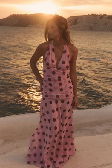 POLKA DOT LONG DRESS - Pinks by Zara