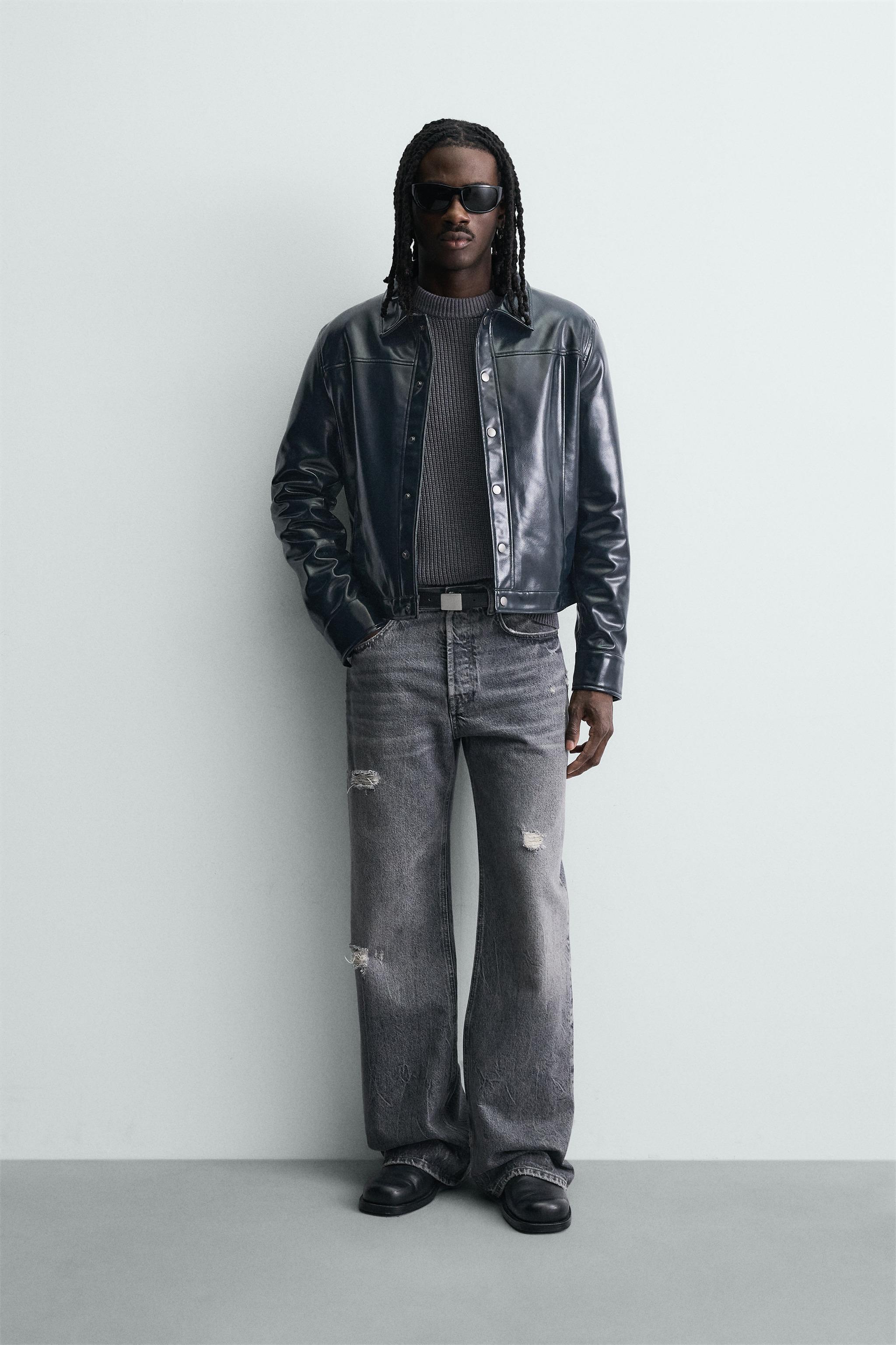 VINYL EFFECT OVERSHIRT - Dark navy | ZARA Iraq