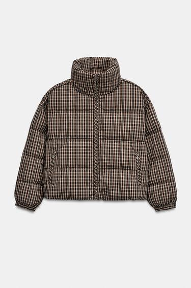 QUILTED CHECK ANORAK — Brown 1