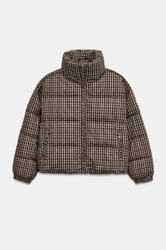 CHECK PADDED ANORAK - Brown by Zara - Image 0