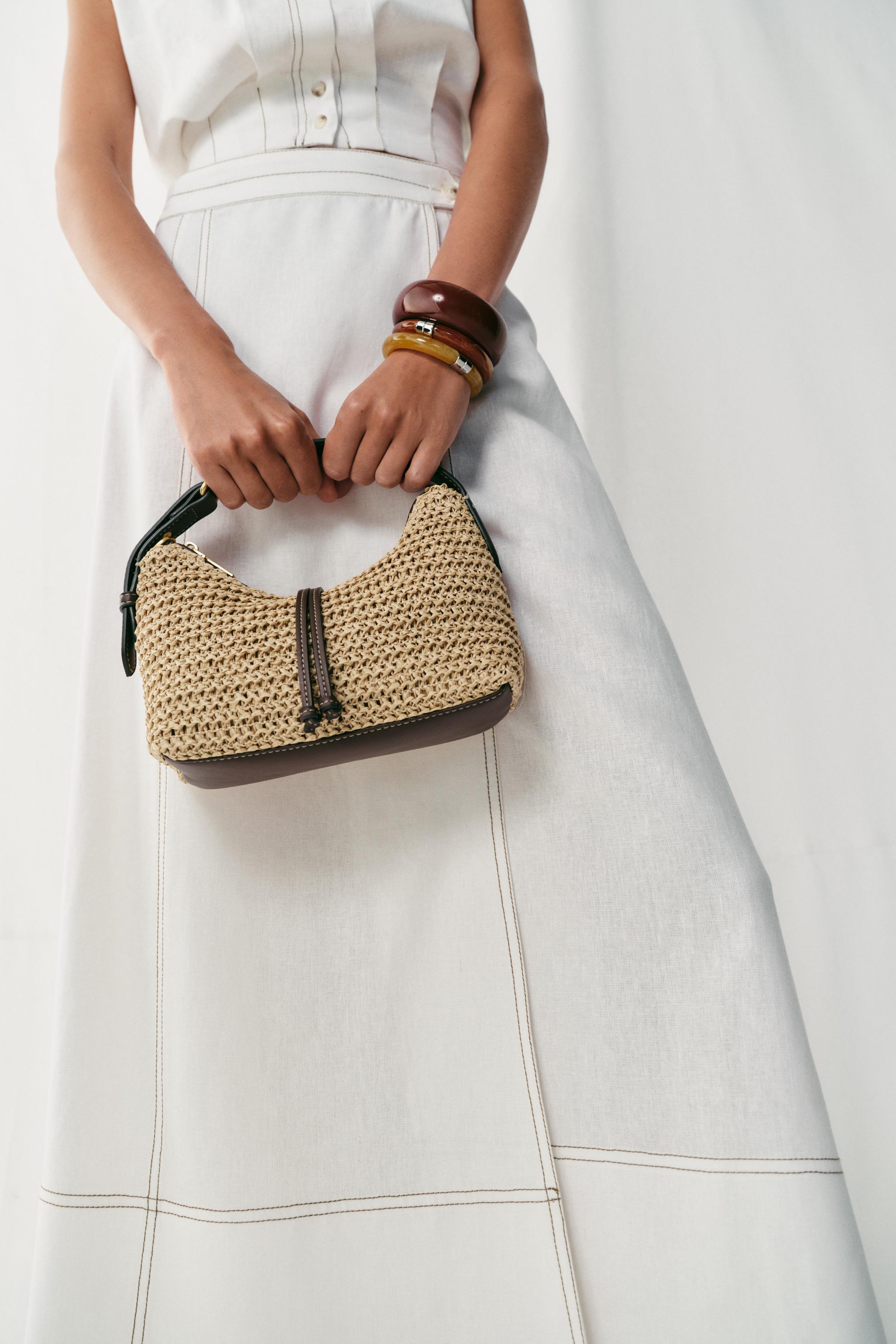 WOVEN MINI BUCKET BAG — Light beige (alternate view)