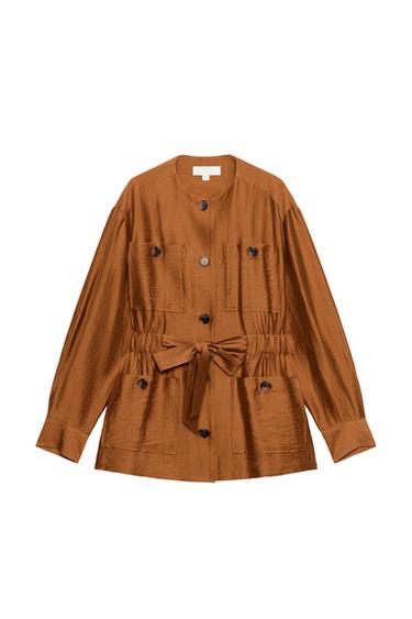 BELTED LINEN BLEND SAFARI JACKET