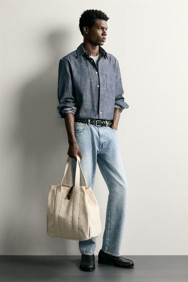 BOLSO SHOPPER TEJIDO - Blanco Crudo de Zara - Imagen 0