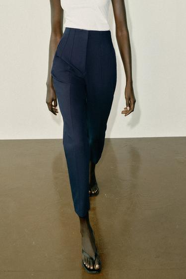HIGH-WAIST TROUSERS - Navy blue by Zara