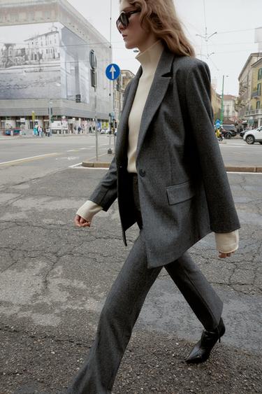 VESTE DROITE À ÉPAULETTES - Gris chiné de Zara - Image 2