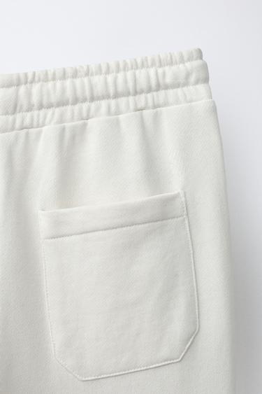 WIDE-LEG PLUSH JOGGING TROUSERS - Ecru by Zara - Image 3