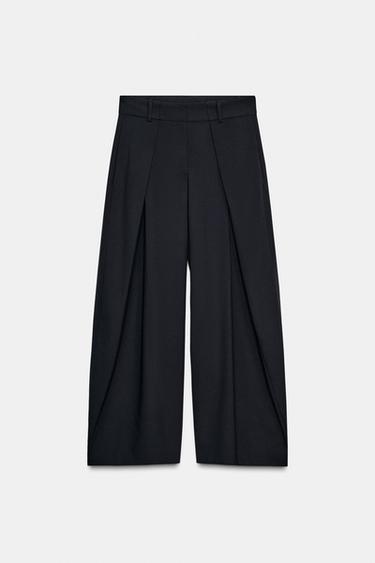 PANTALÓN WIDE LEG PINZAS ZW COLLECTION - Marino oscuro de Zara