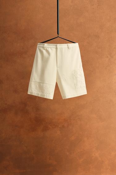 BERMUDA CARGO PATCHWORH - Blanc cassé de Zara