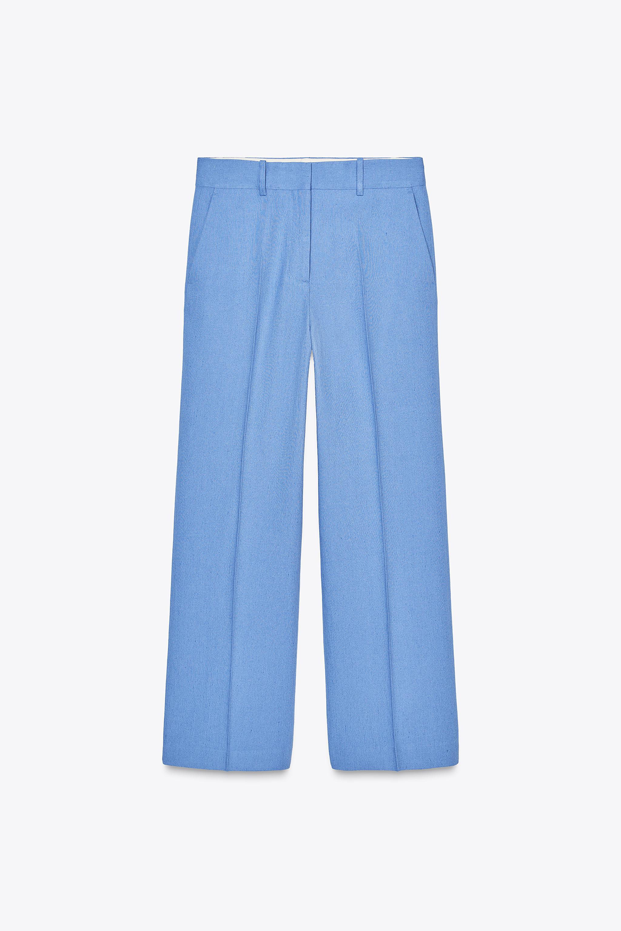 ZW COLLECTION LINEN BLEND PANTS - Sky blue | ZARA United States