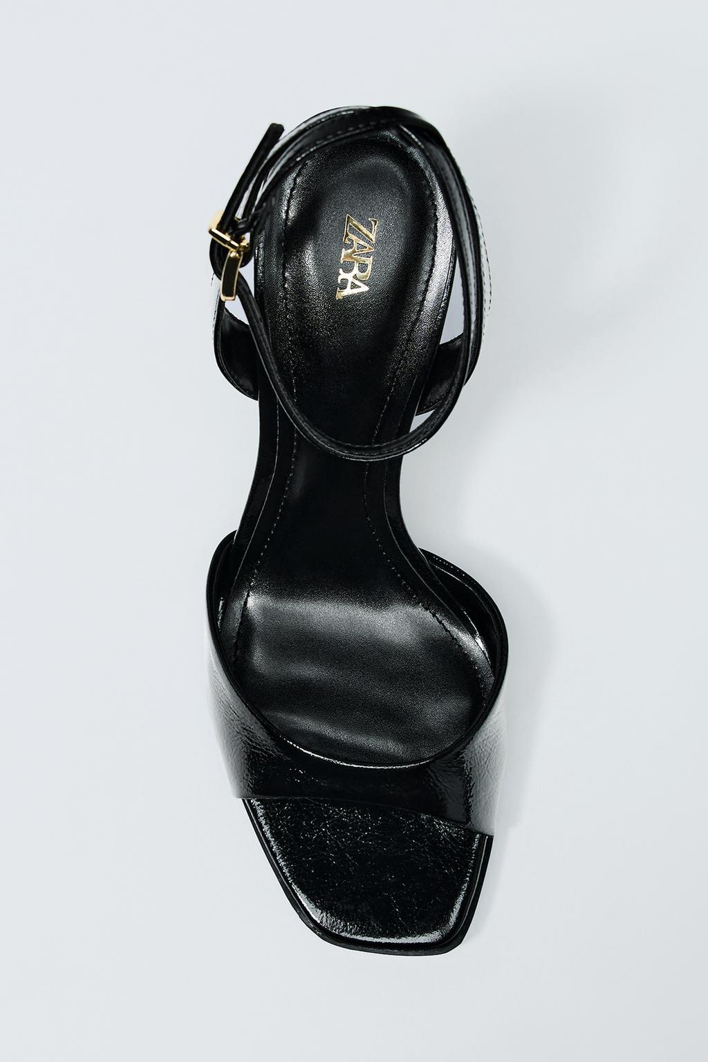 PATENT-FINISH HIGH-HEEL SANDALS