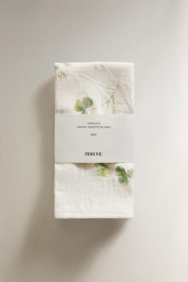 LOT DE SERVIETTES JACQUARD IMPRIMÉ TRÈFLE (LOT DE 2) - Vert de Zara - Image 4