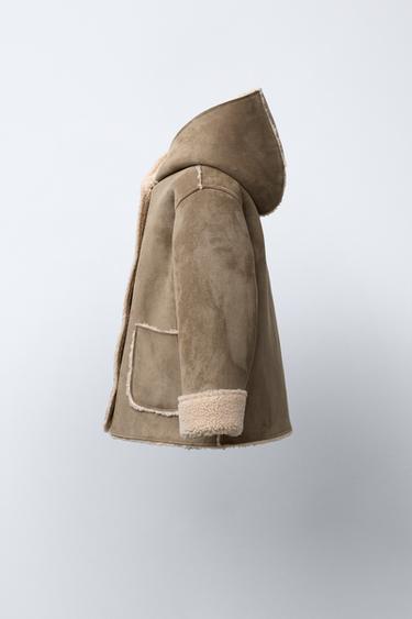 DOUBLE-FACED FAUX SHEARLING COAT - Light khaki by Zara - Image 2
