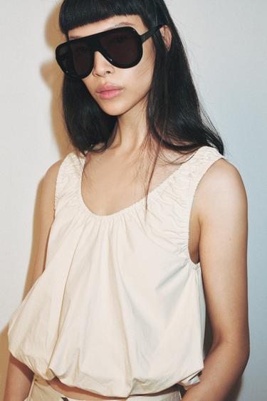 TOP BALLON POPELINE ENSEMBLE - Écru de Zara - Image 2