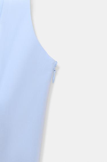 ROBE EN POPELINE À GODETS - Bleu clair de Zara - Image 5