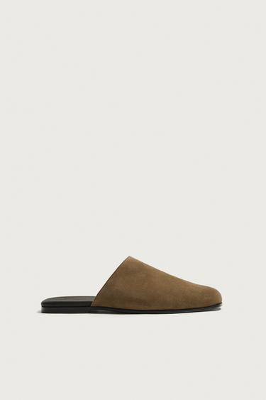 SABOTS EN CUIR - Marron de Zara