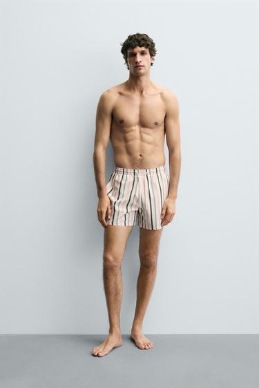 MID-LENGTH STRIPED SWIMMING TRUNKS - Multicoloured by Zara - Image 0