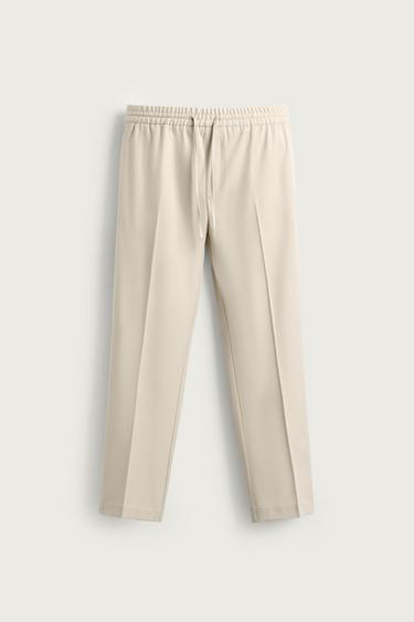 COMFORT FIT JOGGER WAIST TROUSERS - Mid-ecru by Zara