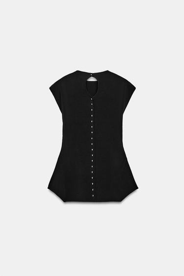 TOP EN MAILLE PÉPLUM - Noir de Zara - Image 5