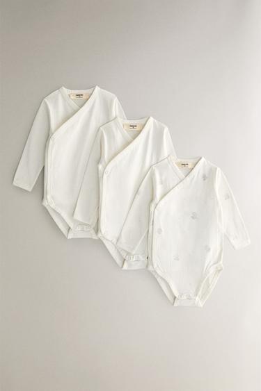 CHILDREN'S ELEPHANT BODYSUIT (SET OF 3) - Cream by Zara - Image 0
