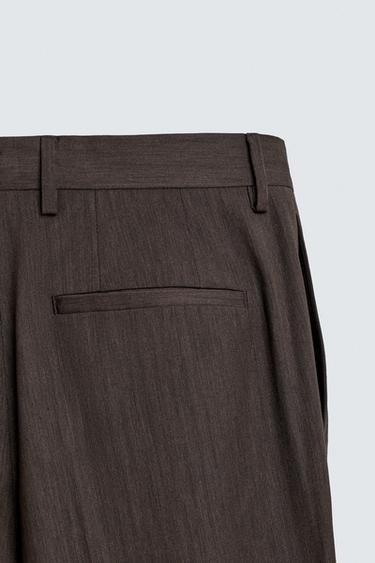 REGULAR FIT HERRINGBONE SUIT TROUSERS - Brown by Zara - Image 7