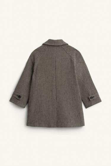LIMITED EDITION HOUNDSTOOTH WOOL BLEND COAT - Ecru / Black by Zara - Image 6
