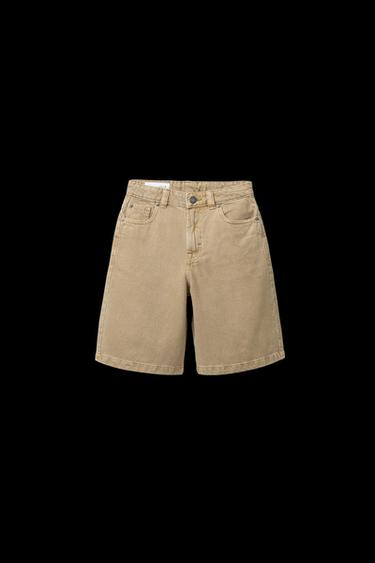 Zara RELAXED BAGGY TWILL SHORTS - Ocher - Image 0