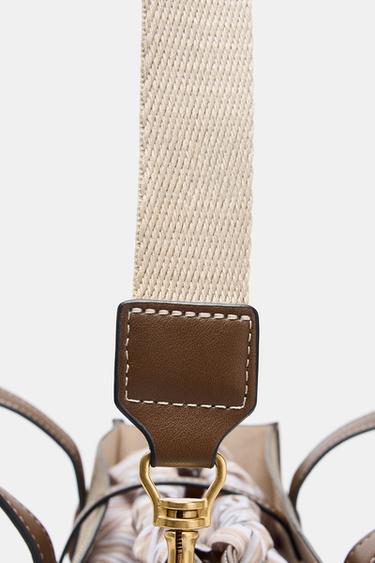 WOVEN TOTE BAG - Taupe Grey by Zara