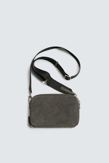 BANDOLERA PIEL - Gris de Zara