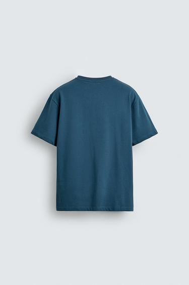 T-SHIRT IMPRIMÉ DÉLAVÉ - Bleu roi de Zara - Image 7