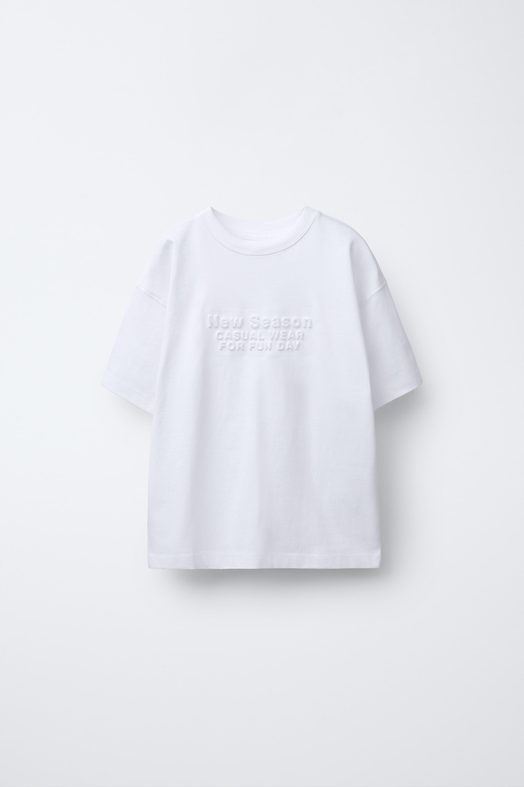 スペイン発送 ZARA コンビプリントTシャツ ホワイト カジュアル スペイン発送 ZARA コンビプリントTシャツ ホワイト カジュアル