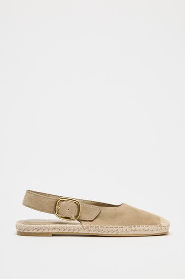 SPLIT SUEDE BRAIDED SLINGBACKS - Light beige by Zara