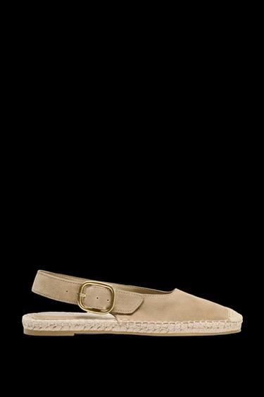 SLINGBACK AUS RAULEDER MIT ZOPFMUSTER - Hellbeige von Zara