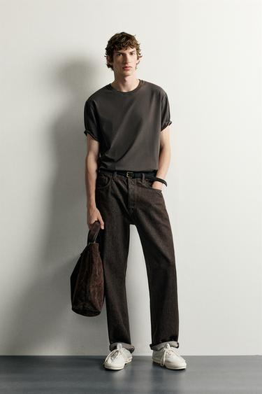 RELAXED FIT INTERLOCK T-SHIRT /04 - Brown by Zara - Image 0