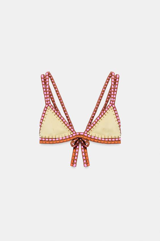 TOP BIKINI À BRETELLES EN CROCHET - Jaune de Zara - Image 2