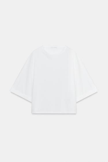 T-SHIRT ASSIMÉTRICA BOTÃO - Branco da Zara