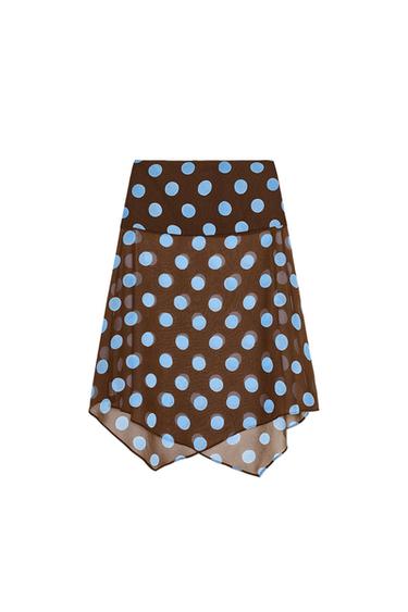 POLKA DOT ASYMMETRIC SKIRT