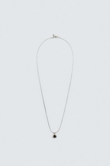 Zara STONE CORD METAL CHAIN - Silver