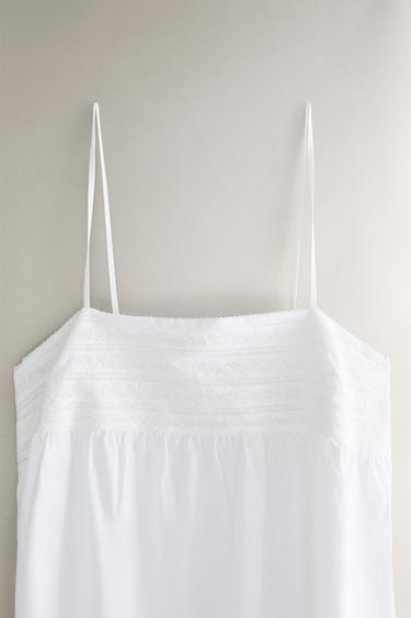 CHEMISE DE NUIT COTON DENTELLE - Blanc de Zara - Image 1
