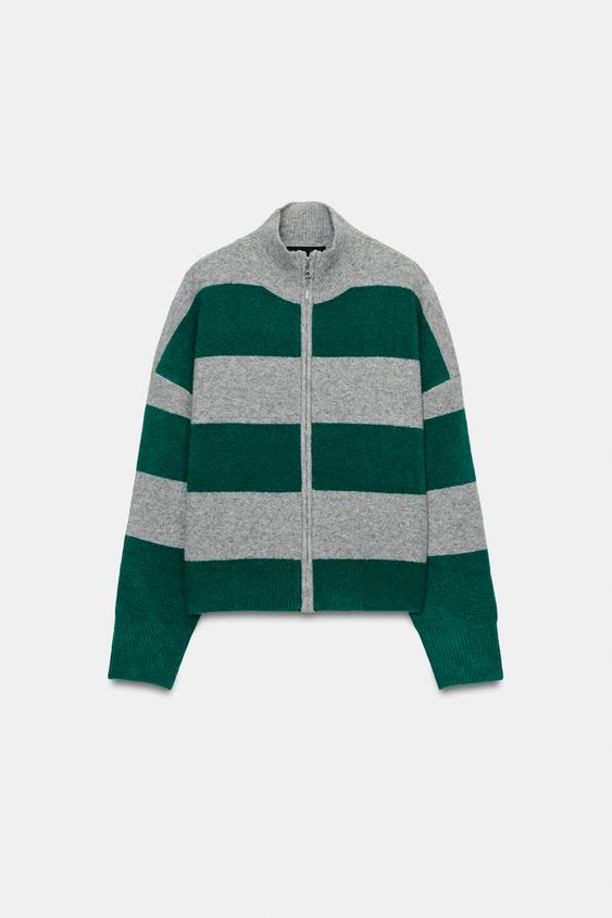 CHAQUETA PUNTO RAYAS CREMALLERA - Multicolor de Zara - Imagen 0