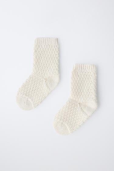 COTTON SILK TEXTURED SOCKS - Ecru by Zara - Image 2