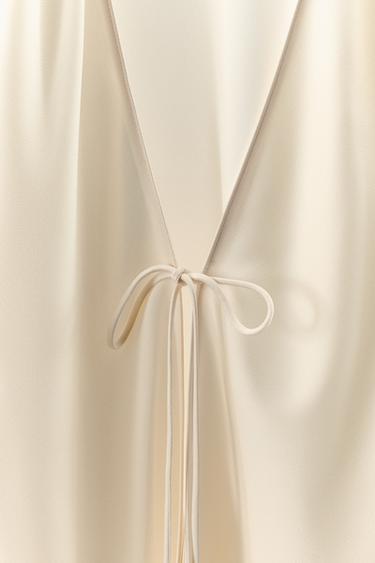 CHEMISE SATINÉE DENTELLE NŒUD - Écru de Zara - Image 5