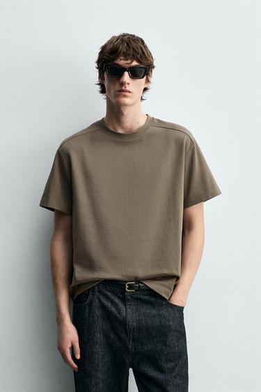 RELAXED FIT SEAM T-SHIRT - Mid-mink by Zara