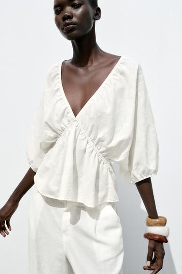 TOP DE JACQUARD - Branco da Zara