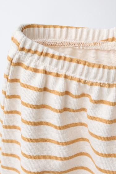 EMBROIDERED BUNNY STRIPED T-SHIRT AND TROUSERS SET - Ochre by Zara - Image 4