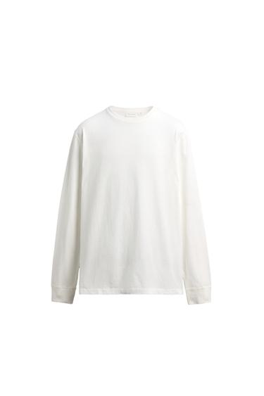 Zara LIGHTWEIGHT LONG SLEEVE T-SHIRT - White