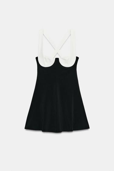 SHORT SKATER DRESS - Black / White by Zara