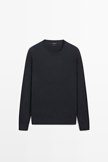 Jersey cuello redondo 100% cashmere - Marino de Zara - Imagen 0
