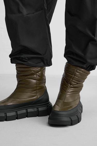BOTTES MATELASSÉES - Kaki clair de Zara - Image 3
