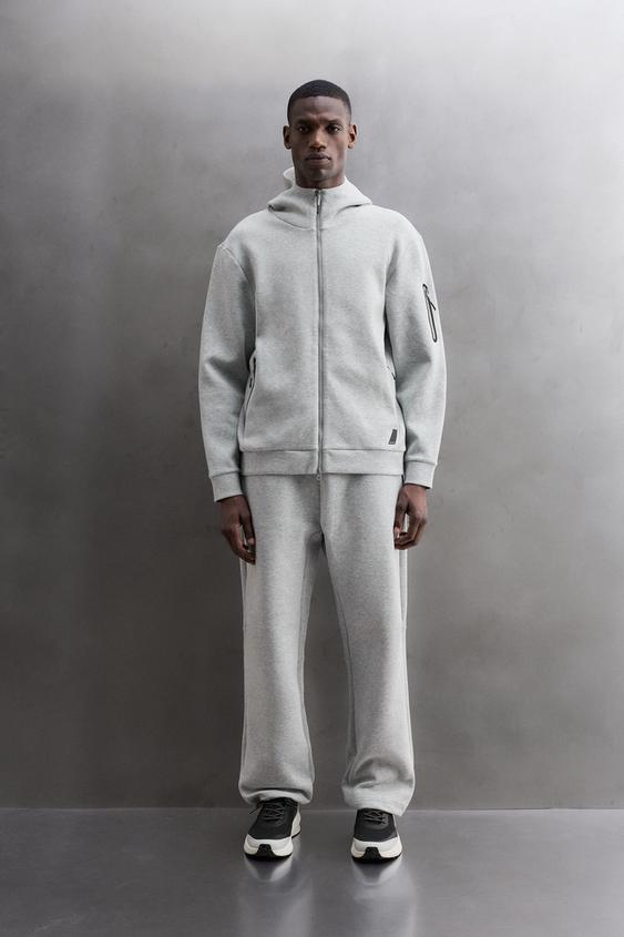 TECHNICAL HOODIE WITH ZIP - Grey marl by Zara - Image 0